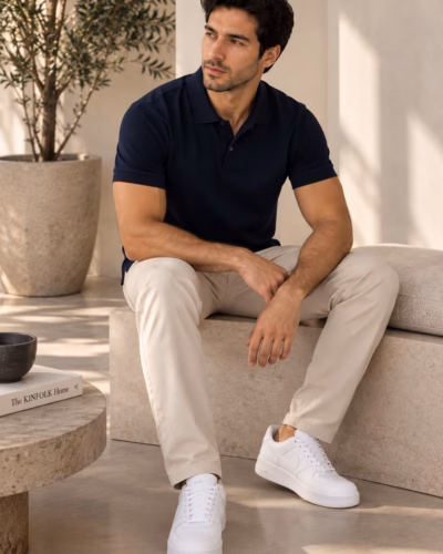 Classic Piqué Polo T-Shirt – 100% Cotton – Navy