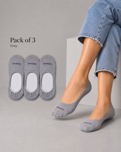 Women Cotton Ballerina Socks Invisible – Pack of 3 Grey